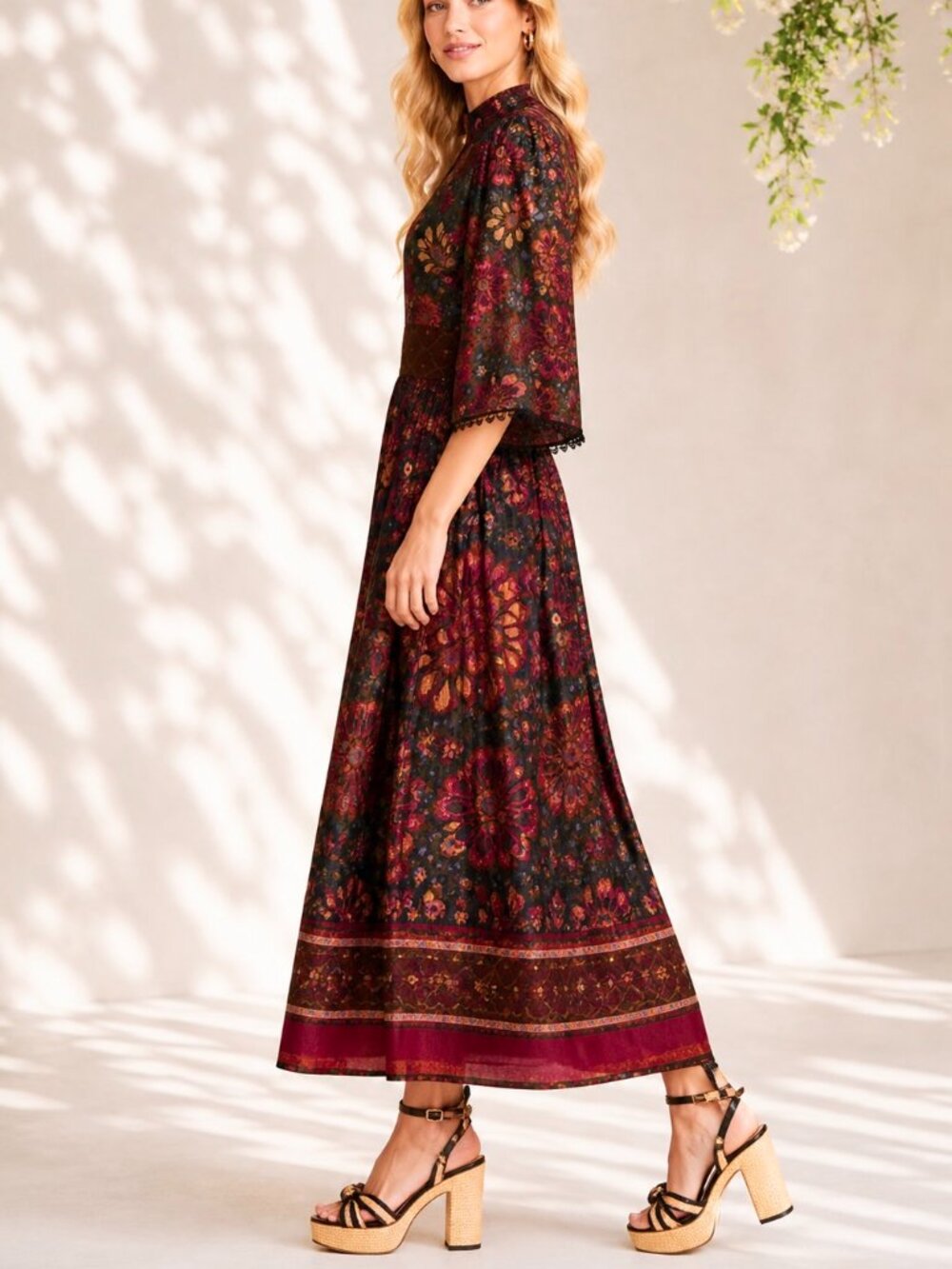 Farm Rio x Anthropologie Mock Neck Floral Maxi Dress Size S - Picture 5 of 10